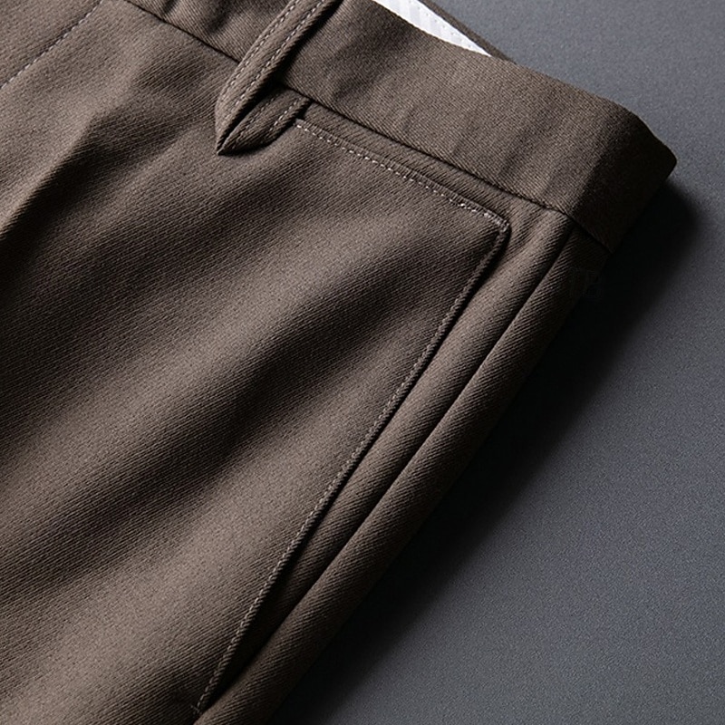 Men's Graduation Dress Pants Trousers Chinos Buttons Pocket Solid Color Comfort Formal Party Work Fashion Classic Style Black Coffee Micro-elastic3