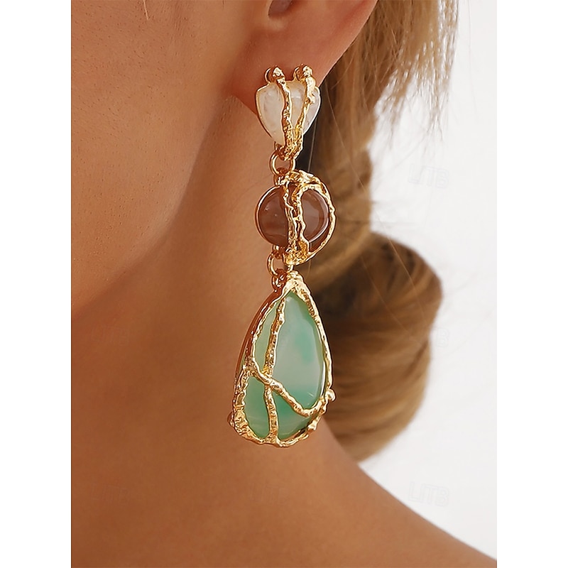 Women's Drop Earrings Hoop Earrings Green Acrylic Alloy Fashion Exaggerated Pear