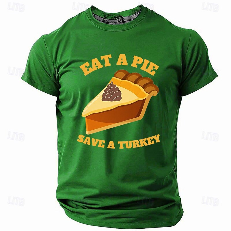 Thanksgiving Day Men's Funny Turkey T Shirt Short Sleeve T shirt 3D Print Crew Neck Shirt Retro Vintage Casual Street Style Christmas Sports Outdoor Holiday Lake Blue Black Red Spring & Summer3