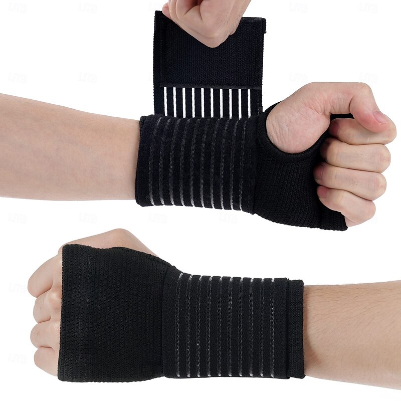 Wrist Brace, 2 Pack Elastic Wrist Support with Strap, Wrist Compression Wrap Adjustable Wrist Strap Relieves Wrist Pain, Tendonitis, Sports Use for Men and Women