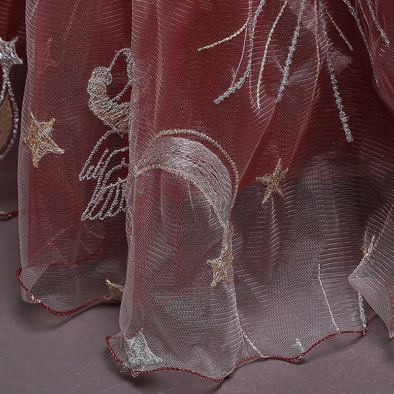 Kids Girls' Party Dress Star Sleeveless Performance Christmas Birthday Mesh Beautiful Sweet Polyester Maxi Party Dress Swing Dress A Line Dress Summer 4-12 Years Pink Red Blue4