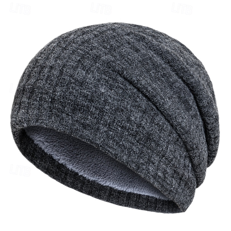 Men's Unisex Beanie Hat Winter Hats Beanies Skull Cap Knit Hat Black Wine 100% Acrylic Knitted Cozy Daily Wear Going out Solid / Plain Color Warm2