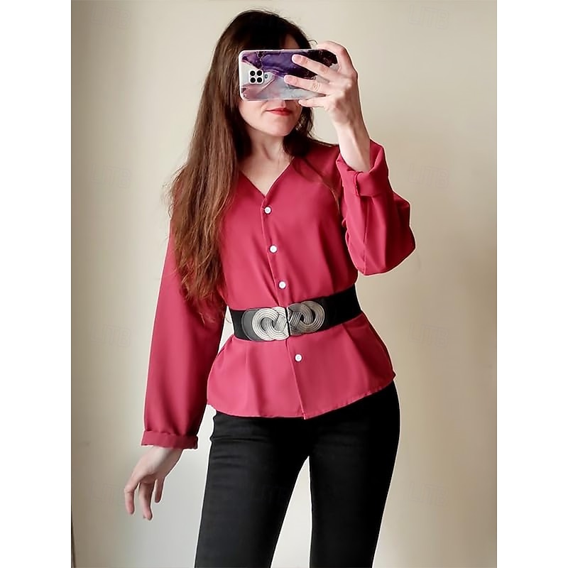 Women's Wide Elastic Waist Belt with Vintage Metal Buckle – Fashion Stretch Belt for Dresses, Tunics, and Blouses – Available in Black, Red, and Brown2