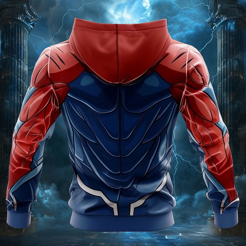 Men's Simulation Cartoon Character Hoodies Sweatshirt Fashion Cool Long Sleeve Hooded Vacation Going out Gym Red Drawstring Fall Winter Designer2