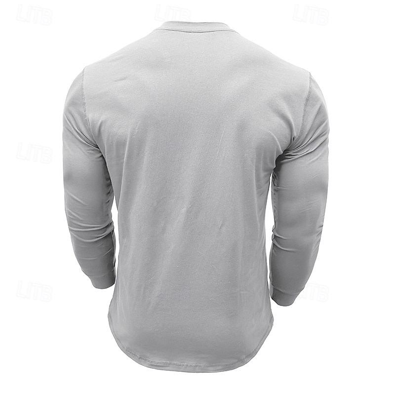 Men's T shirt Henley Shirt Solid Color Henley Normal Outdoor Causal Long Sleeve Buttons Clothing Apparel 100% Cotton Knitwear Daily3