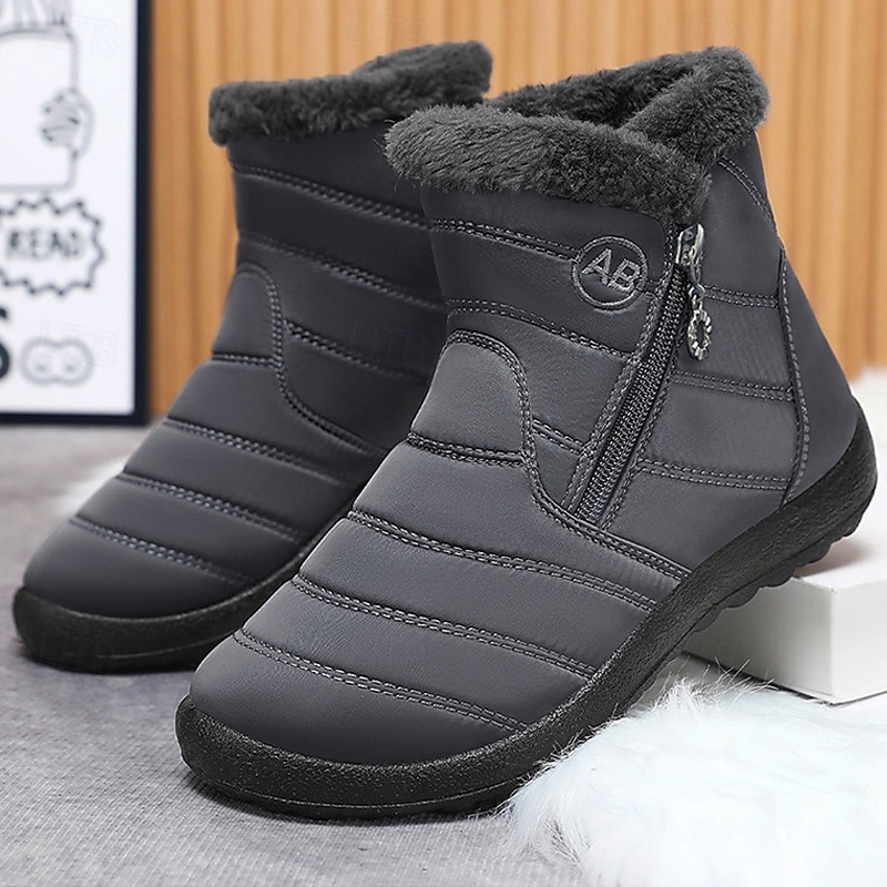Men's Gray Winter Boots with Zipper Closure, Warm Fleece Lining, and Waterproof Design – Ideal for Outdoor Activities in Cold Weather4