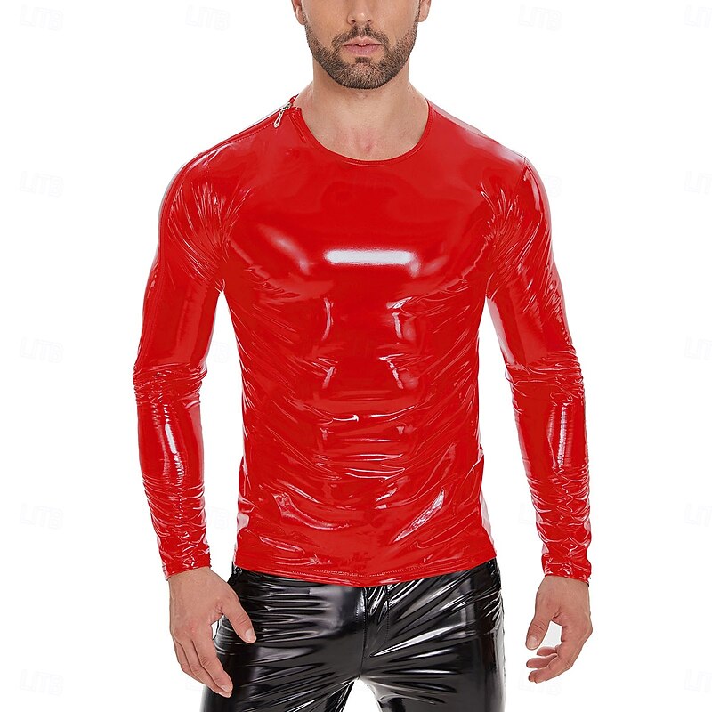 Zentai Suits Skin Suit Sweatshirt Carnival Costume Men's Shiny Metallic Costume for Performance Club Pole Dance Halloween Carnival Adults'4