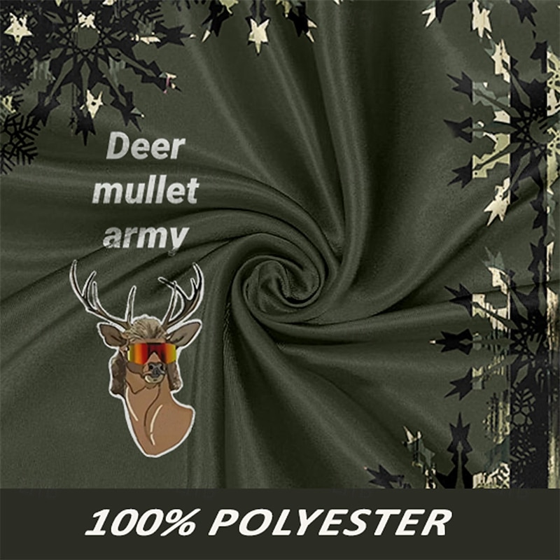 Men's Camo / Camouflage Deer Satin Shirt Dress Shirt Button Up Shirt Long Sleeve Casual Fashion Casual Outdoor Vacation Dailywear Summer Spring Fall Collared Shirts 3D Print Dark Green3