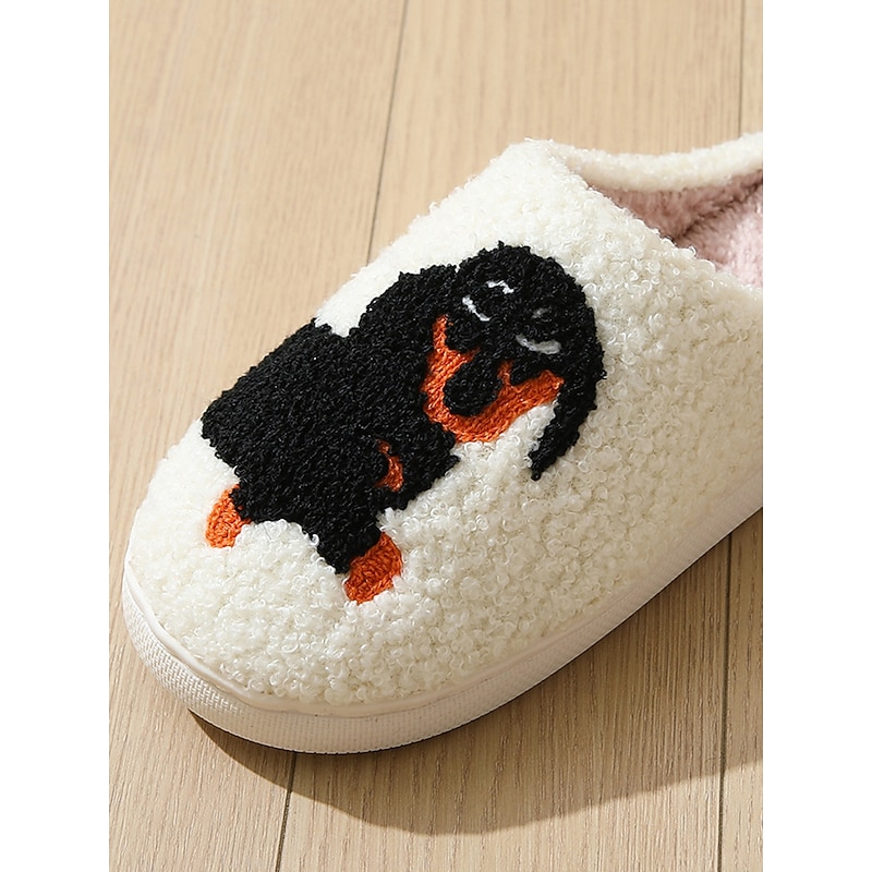 Women's Cozy Dachshund Embroidered Slippers – Warm Fleece-Lined Indoor Shoes for Dog Lovers4