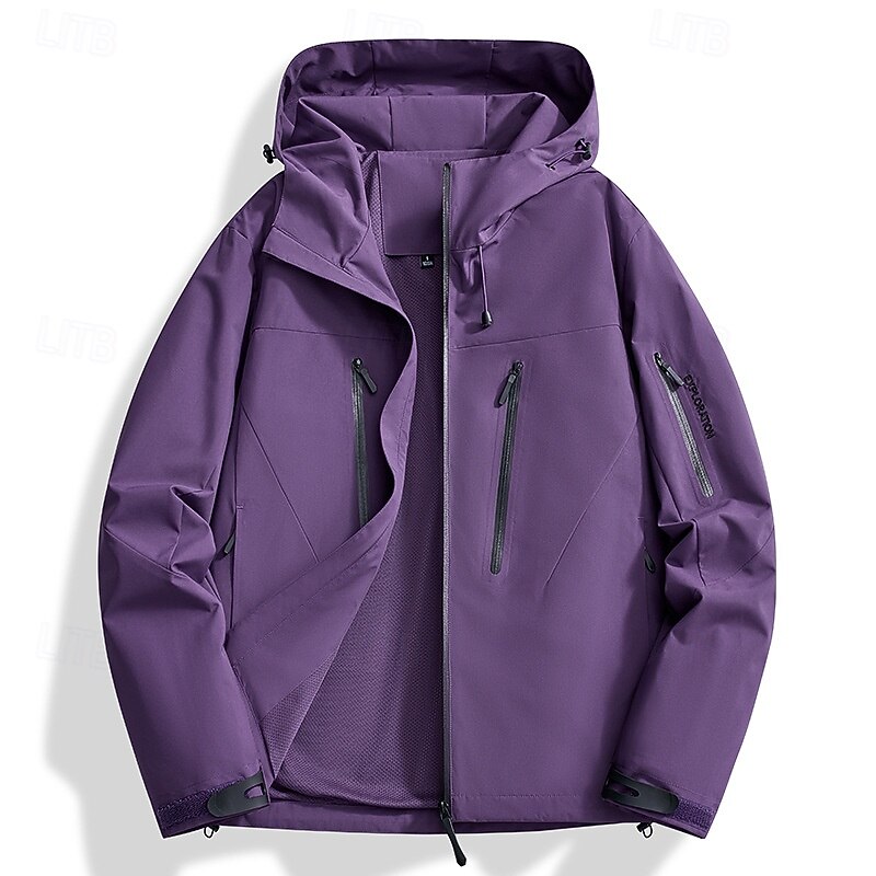 Women's Hiking Jacket Outdoor Waterproof Windproof Front Zipper Lightweight Jacket Full Zip Camping / Hiking / Caving Violet Black Ivory Yellow Pink2