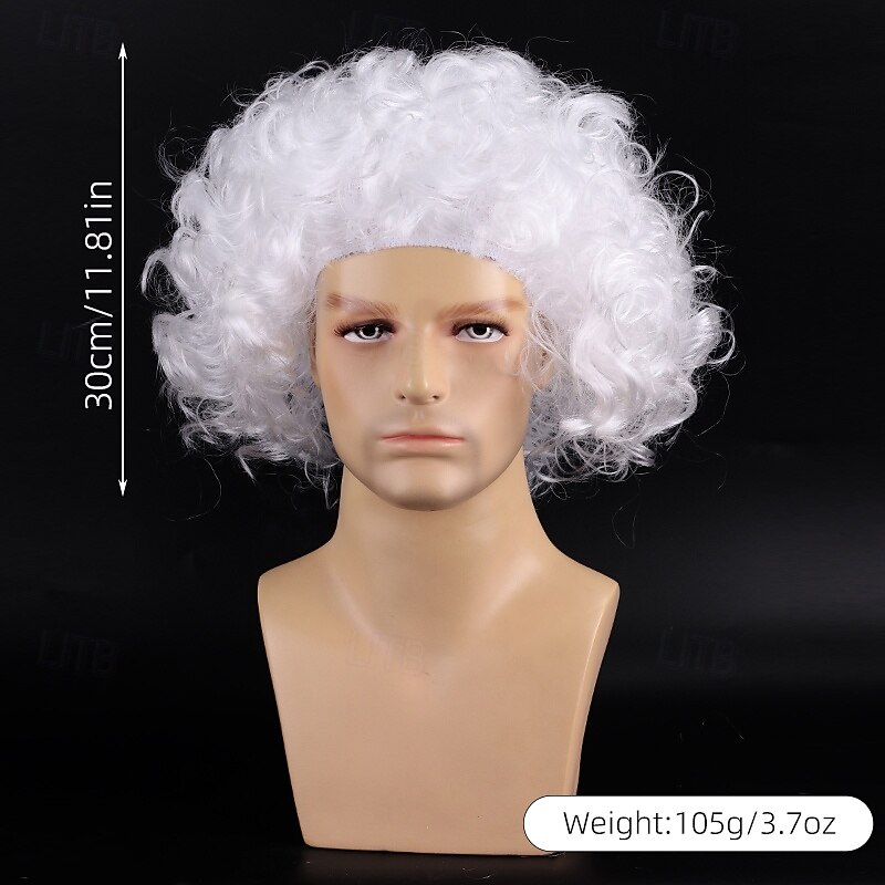 Santa Claus Beard And Wig Set White Beard And Wig Curly Christmas Costume Wig For Men3