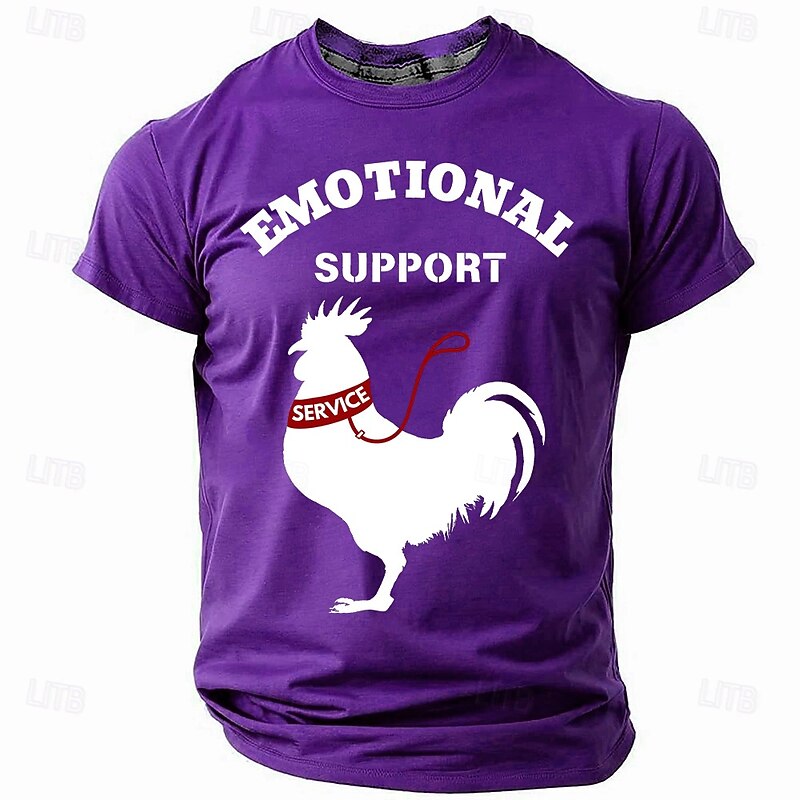 Men's Short Sleeve T-Shirt Emotional Support Service Rooster Funny Graphic Tee4