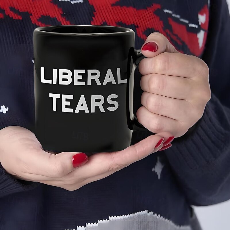 Liberal Tears Mug Black Graphic Coffee Mug Gift For Conservative Supporters 330ml/12oz Ceramics Cup Retro Vintage Design2