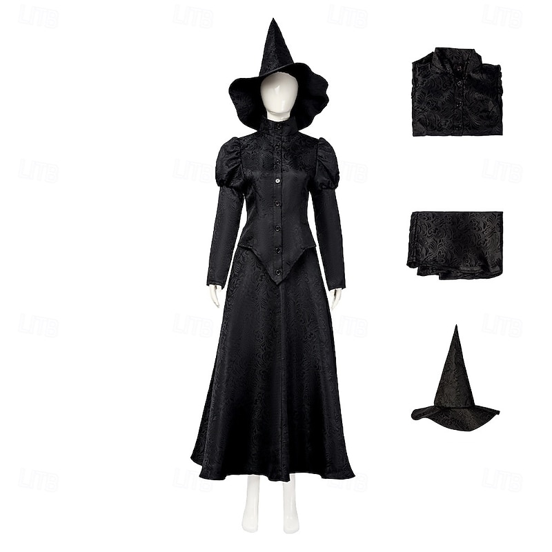 Witch Fairy Elphaba Outfits Costume Walpurgis Night Movie TV Theme Costumes Movie Cosplay for Women's Adults' Halloween Carnival Mardi Gras Performance Party Stage3