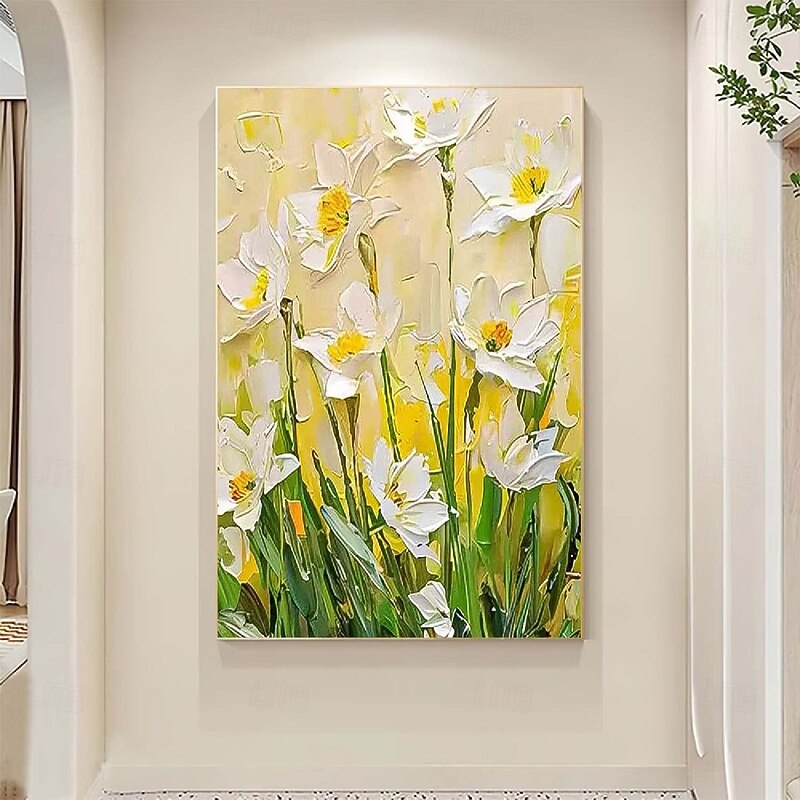 Large Flower Landscape Oil Painting On Canvas Pastel Floral Painting Spring Flower Scenery Painting Large Wall Art Living Room Decor Colorful floral Oil Painting Large Wall Art flower oil painting2