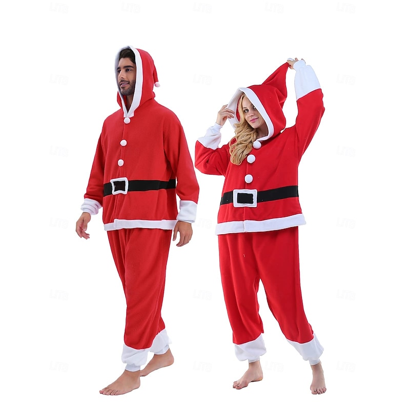 Adults' Christmas Onesie Costume Santa Claus Onesie Pajamas Kigurumi Pajamas Charm Funny Costume For Men and Women Christmas Carnival Cartoon3