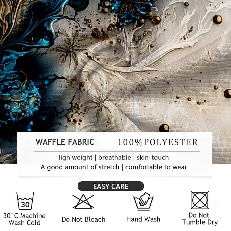 Kentucky Derby Men's Florals Waffle Polo Shirts Long Sleeve Polo Shirts Collared Shirts Casual Outdoor Party Evening Wear Streetwear Buttons White Blue Orange3