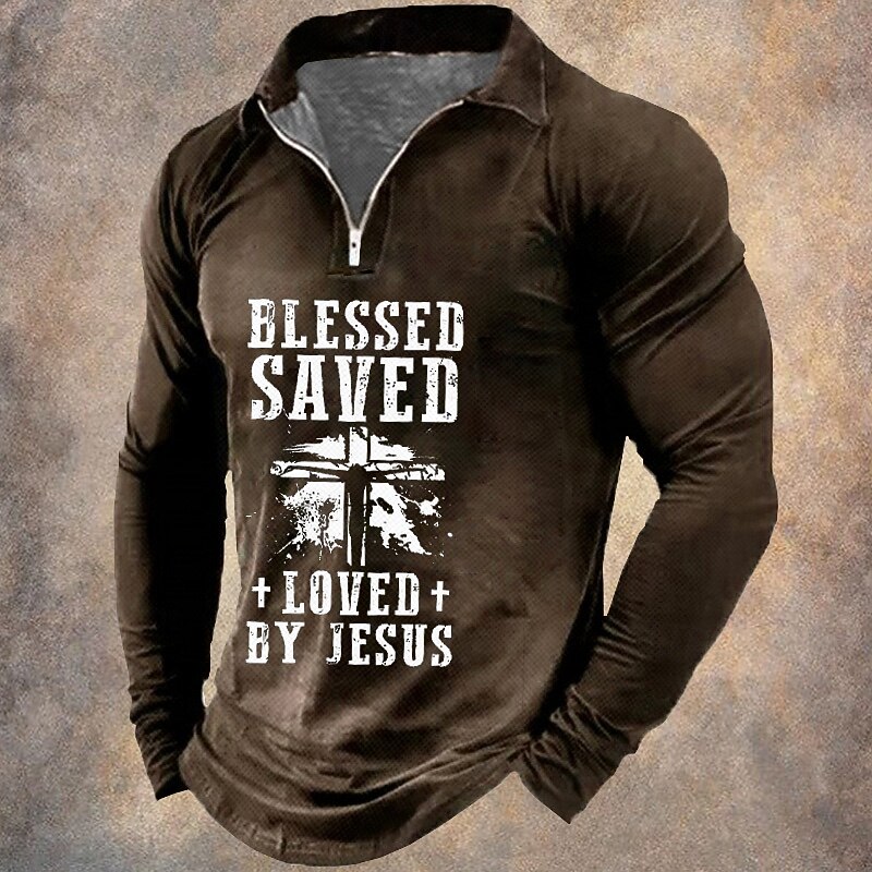 Men's Funny Polo Shirts Golf Shirt Long Sleeve Polo Shirts Collared Shirts Vintage Casual Vacation Festival Wear Party Outfits 3D Print Spring Fall & Winter Black Red Blue2