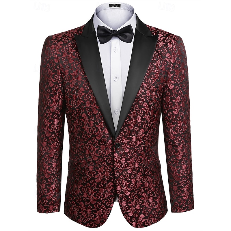 Retro Vintage Roaring 20s 1920s Tuxedo Suits & Blazers The Great Gatsby Gentleman Gangster Floral Jacquard Fancy Dress Men's Carnival Costume Christmas Carnival New Year Masquerade Cocktail Party4