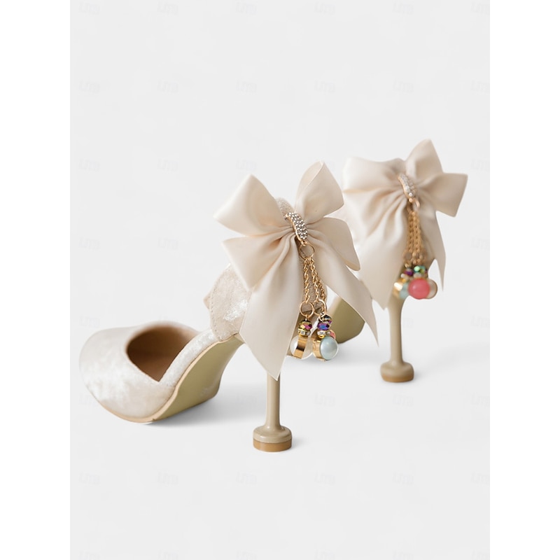 Women's Burgundy Velvet Mary Jane Heels with Big Bow and Kitten Heels - Ideal for Weddings and Special Occasions2