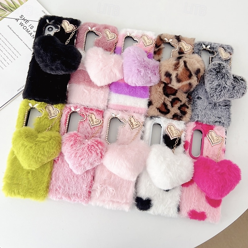 Phone Case For Z Fold 7 Z Fold 6 Z Fold 5 Z Fold 4 Z Fold 3 Back Cover Shockproof Retro Plush