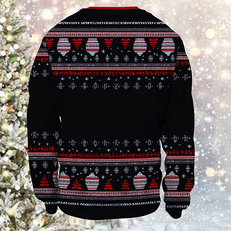 Santa Claus Reindeer Beer Pullover Funny Christmas Sweatshirt 3D Christmas Funny For Couple's Men's Women's Adults' Christmas Carnival 3D Print Party Festival3