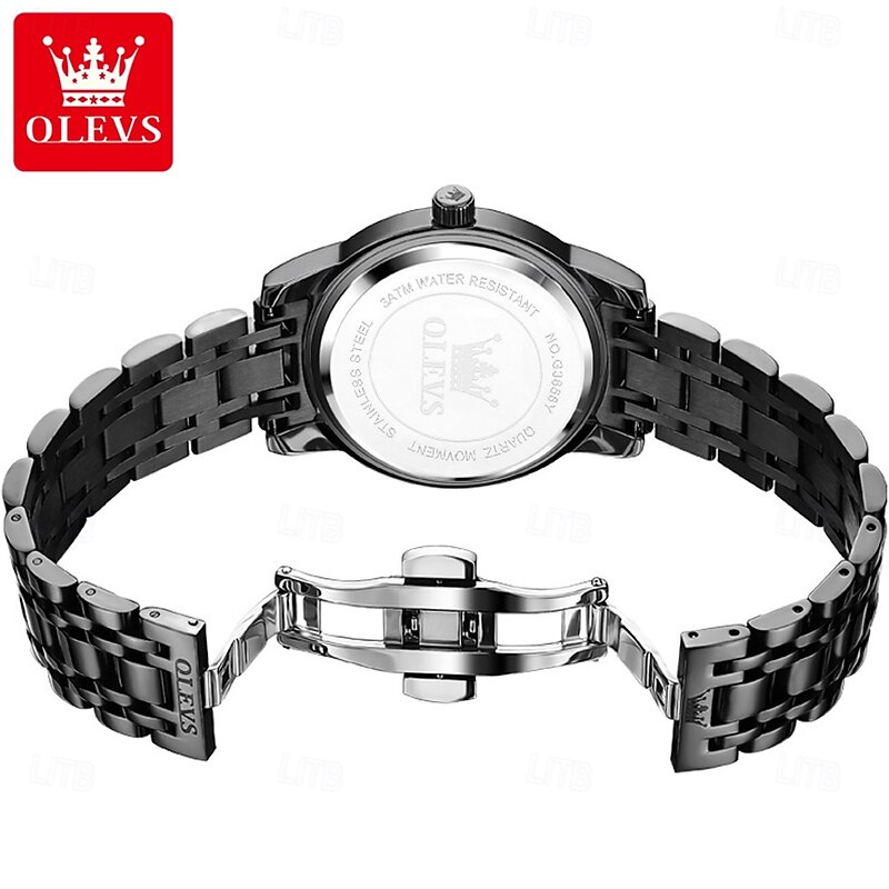 OLEVS Men Quartz Watch Creative Fashion Casual Wristwatch Moon phase Luminous Calendar Waterproof Steel Watch3