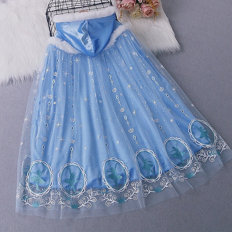 Frozen Princess Fairytale Elsa Coat Cloak Theme Party Costume Cosplay Costume Movie Cosplay for Girls' Kid's Christmas Carnival Children's Day Performance Birthday Party4