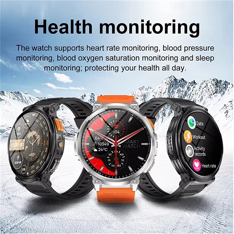 K66 Smart Watch Men Flashlight Bluetooth Call 1.85inch 128MB Memory 730mAh Large Battery LED Light Outdoor Sport Smartwatch3