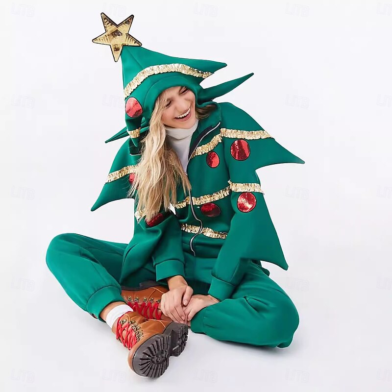 Christmas Trees Coat Fancy Costume Funny Christmas Hoodie Women's Novelty Funny Adults Christmas New Year Christmas Eve Party Top3