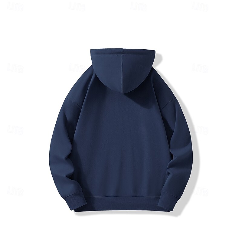 Men's Hoodie Black White Navy Blue Hooded Plain Pocket Christmas Gifts Work Sports & Outdoor Active Cool Basic Fall Winter Clothing Apparel Hoodies Sweatshirts  Long Sleeve4