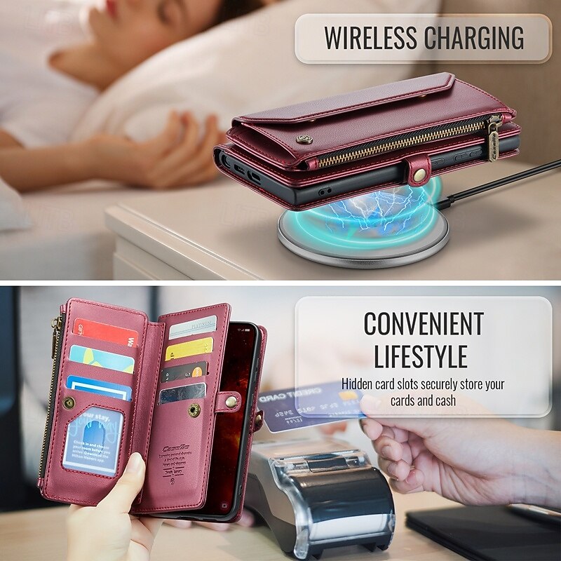 Phone Case For S25 S24 S24 FE S23 S22 S21 Ultra Plus A55 5G A35 5G A25 A15 Wallet Case Magnetic with Lanyard with Wrist Strap Retro TPU4