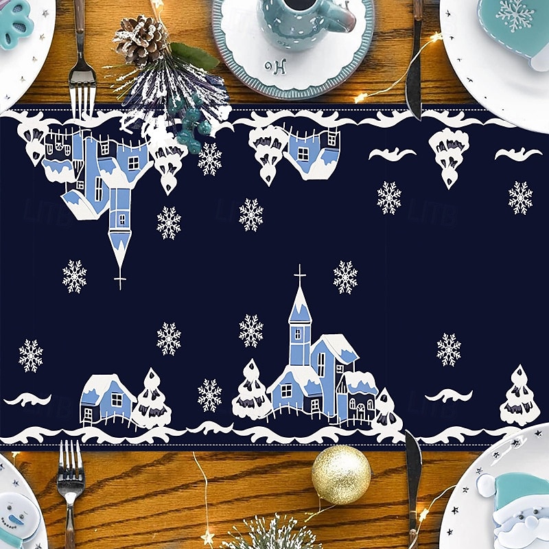 Christmas Table Runner Festive Holiday Table Decor Adds Seasonal Charm to Your Dining or Coffee Table Perfect for Christmas Gatherings and Winter Celebrations3