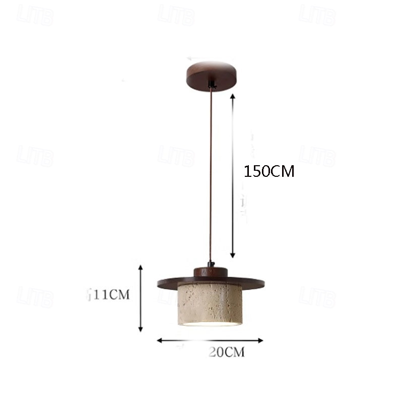 Wabi-Sabi Natural Stone Shade Pendant Light Travertine Droplight 110-240V3