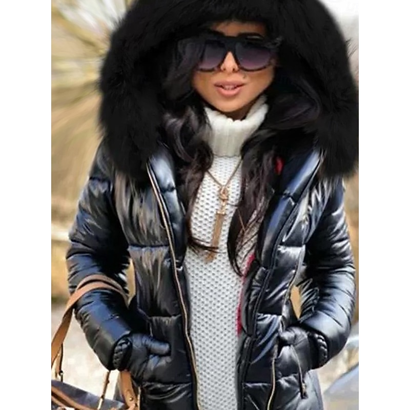 Women's Puffer Jacket Work Sports & Outdoor Daily Fall Winter Regular Coat Fashion Streetwear Jacket Long Sleeve Patchwork Black2