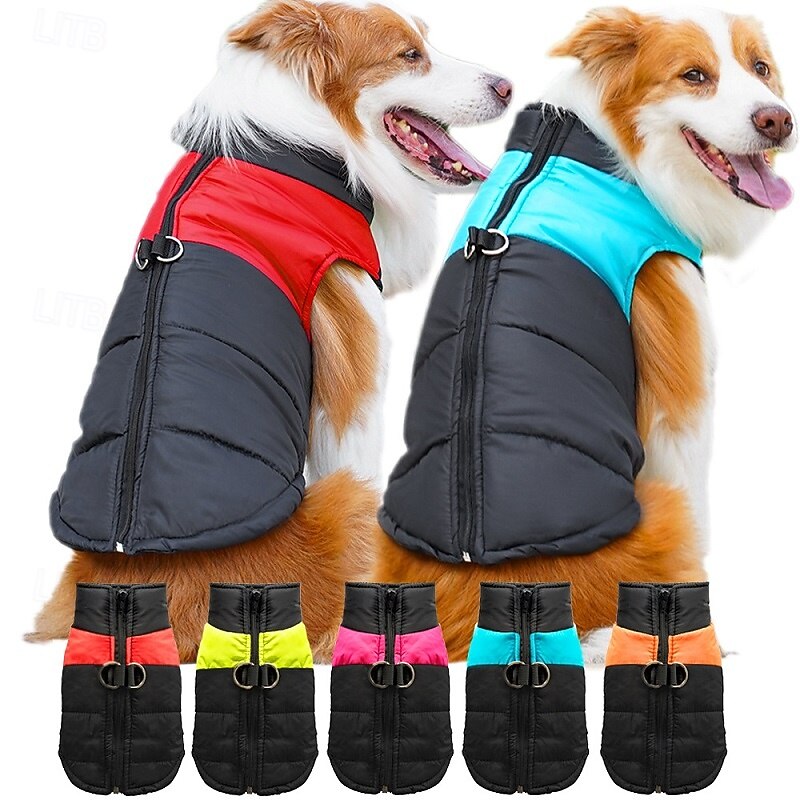 Dog Cat Coat Jacket Vest Puffer Jack Basic Casual / Sporty Winter Waterproof Warm Soft Washable Comfortable Christmas Halloween Carnival New Year Oktoberfest Beer Outdoor Vacation Sports Outdoor