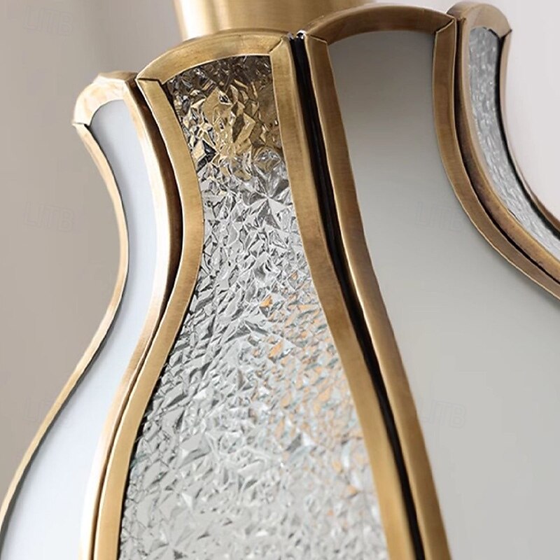 Pendant Lights American Vintage Brass Pendant Lamp with Spliced Glass Shade European Simple 6.3in Brass Glass Hanging Lamp 85-265V4