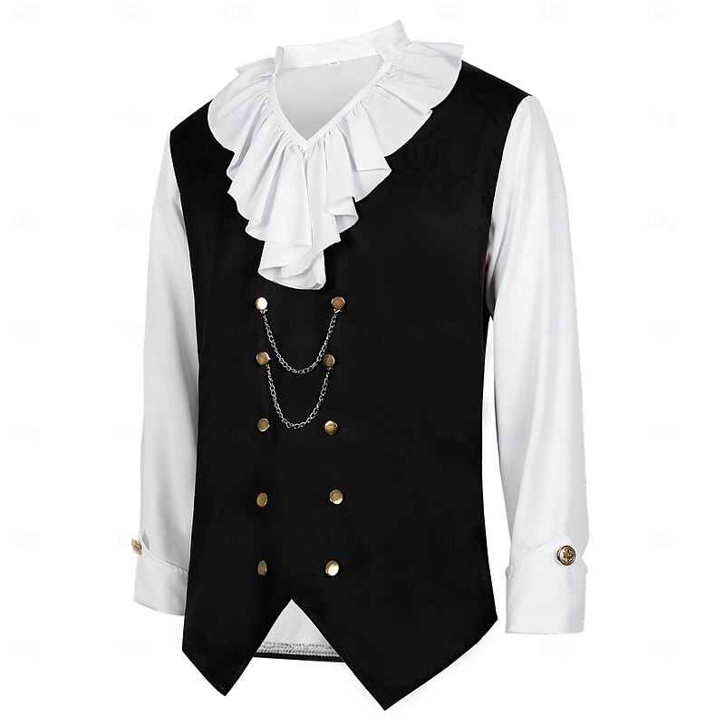 Victorian Medieval Renaissance Cosplay Costume Masquerade Shirt Prince Vampire Flounced Fancy Dress Men's Fantasy Royal Steampunk Halloween Carnival Masquerade Event / Party Adults' Shirt Spring4