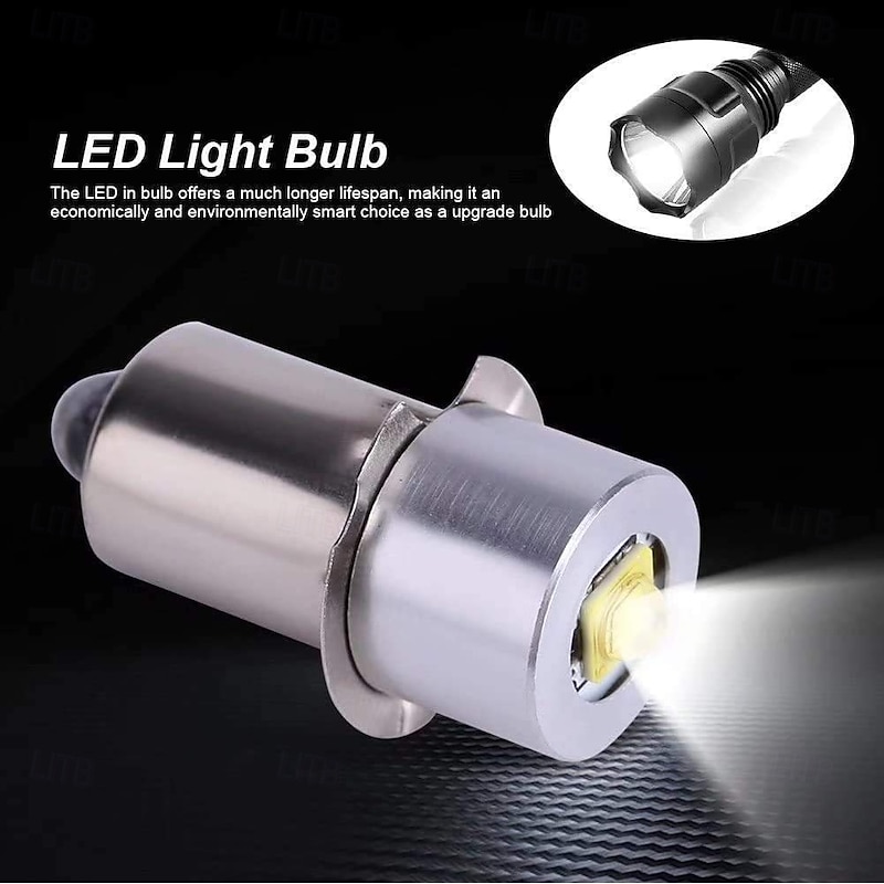 LED Flashlight Bulb P13.5S 3W Multi-Voltage Non-Polarity Torch Lantern Bulbs, 2pcs 6V-24V3