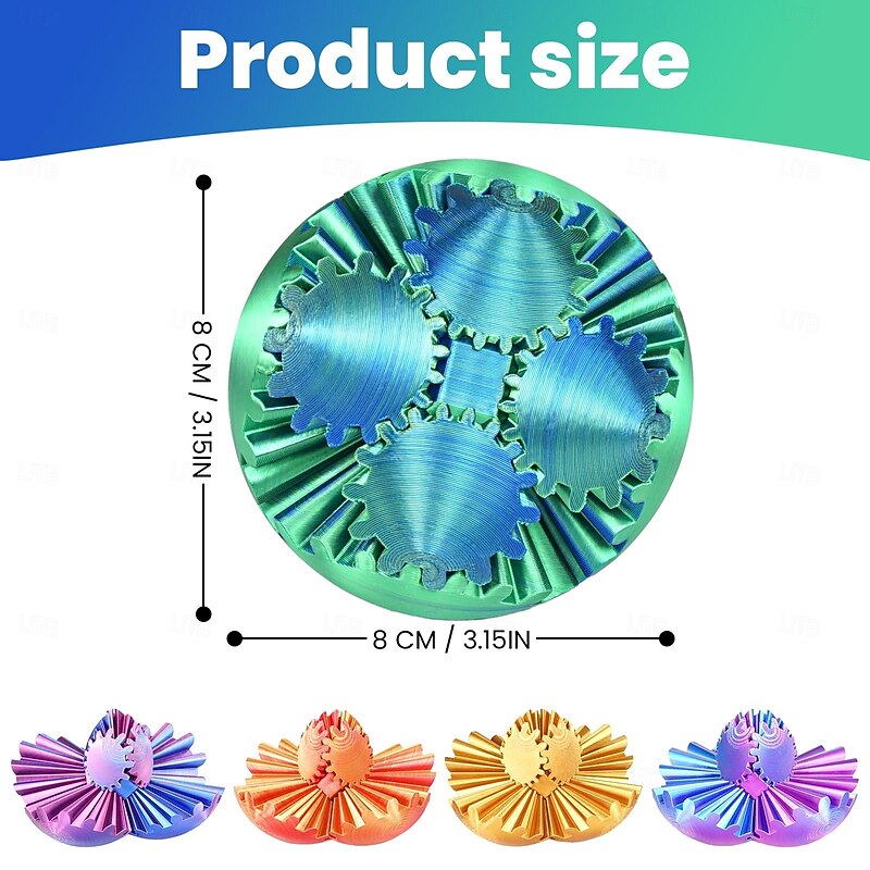 Gear Ball Fidget Toy, 3D Printed Gear Ball Gear Sphere, Stress Ball, GearSphere Desk Toy, Fidget Ball Gear Toy for Stress and Anxiety Relaxing, for Kids Stocking Stuffers3