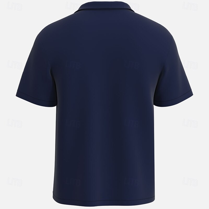 Men's Letter & Number Bowling Shirt Button Up Shirt Short Sleeve Sporty Casual Traveling Summer Turndown Pocket Navy Blue2