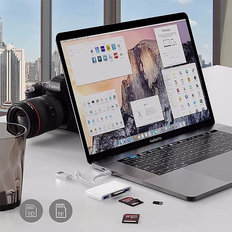 5 In 1 SD Card Reader USB HUB For iPhone iPad MacBook USB 3.0 Type C to SD TF Card Memory Reader Flash Drive OTG Adapter4