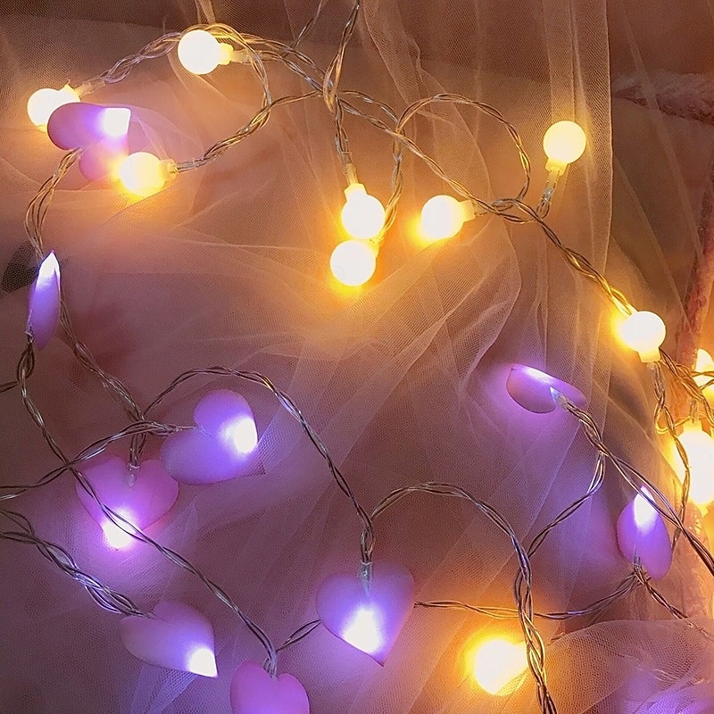 1pc Heart-Shaped String Lights 3M 20 LEDs for Valentine's Day Weddings Indoor Outdoor & Holiday Decoration2