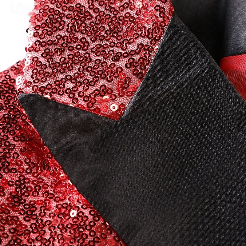 Men's Blazer Business Cocktail Party Wedding Party Fashion Casual Spring &  Fall Polyester Plain Pocket Buttons Comfortable Single Breasted Blazer Silver Black White Red2