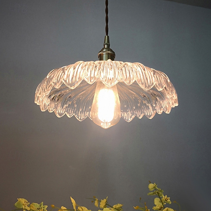 LED Modern Chandelier Lamp Flower Pattern Glass Ceiling Pendant Light V intage Bar Cafe Chandelier Fixtures Pendant Light Hanging Lamp Lighting Industrial Modern 25cm 110-240V2