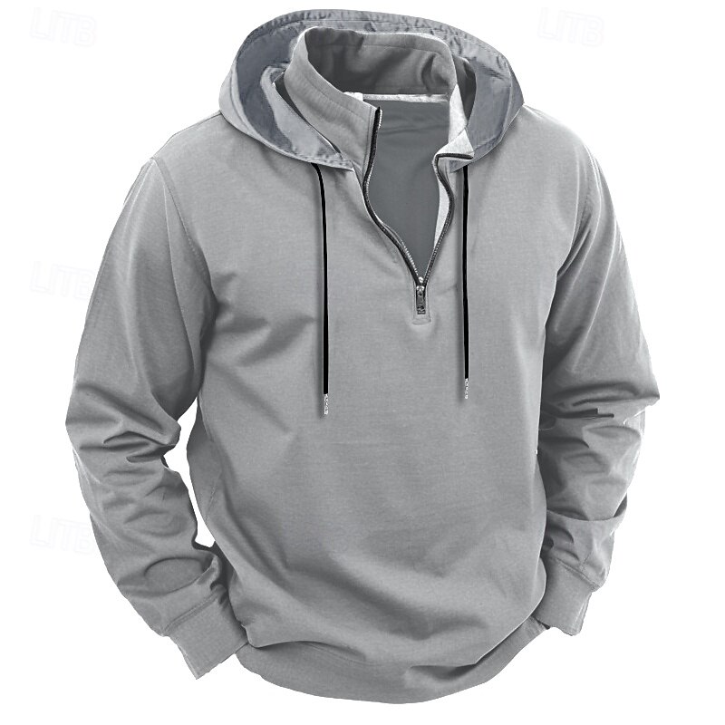 Men's Hoodie Quarter Zip Hoodie Wine Red Black White Red Brown Hooded Color Block Pocket Sports & Outdoor Daily Holiday Streetwear Cool Casual Spring &  Fall Clothing Apparel Hoodies Sweatshirts4