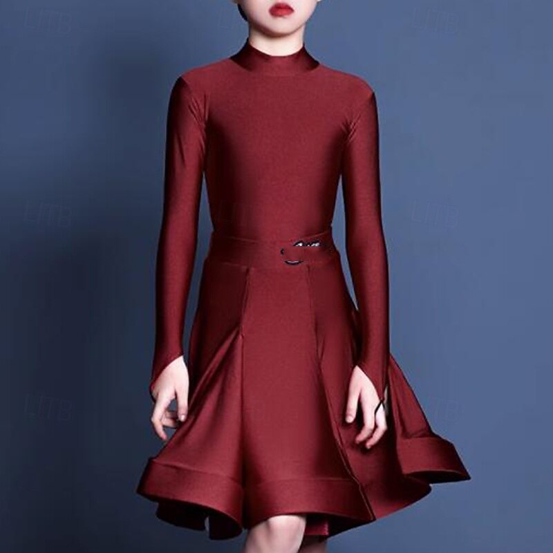 Kids' Dancewear Skirts Pure Color Girls' Performance Daily Wear Long Sleeve High Chinlon4