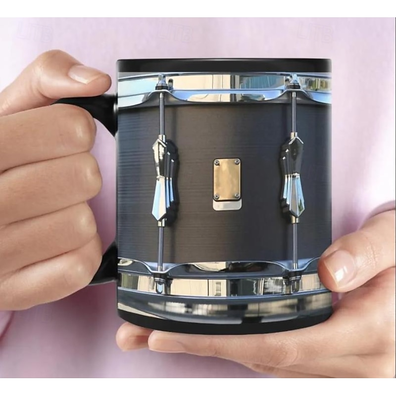 Black Vintage Drum Mug, Funny Drumming Gifts, Christmas Gift for Drummer, Drumming Coffee Cup, Drumming Dad, Drummer Brother Tumbler Gifts, Drums 11oz4