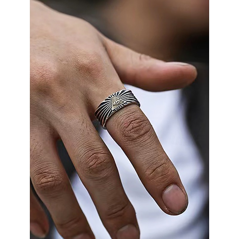 Men's Adjustable Vintage Ring - Eye of Providence Design, Perfect for Gothic and Boho Styles2