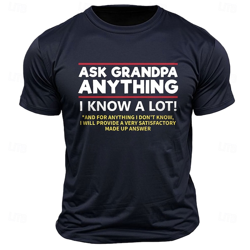 Men's Funny Letter Print Grandpa T Shirt Tee Top 100% Cotton Short Sleeve Graphic Shirt Black Dark Grey Army Green Comfortable Tee Street Sports Outdoor Fashion Designer Clothing3